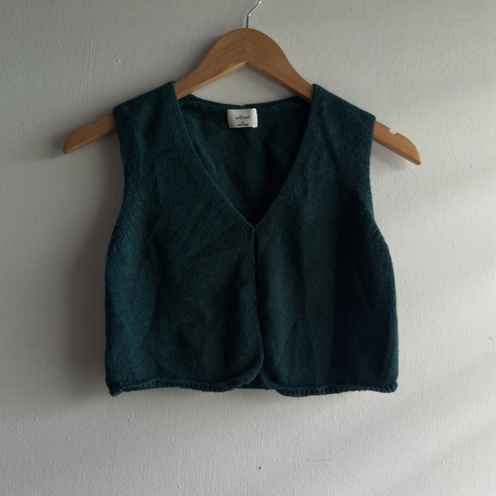 Wilfred Aritzia Basque Sweater Vest Womens XS Dark Green Dark Academia